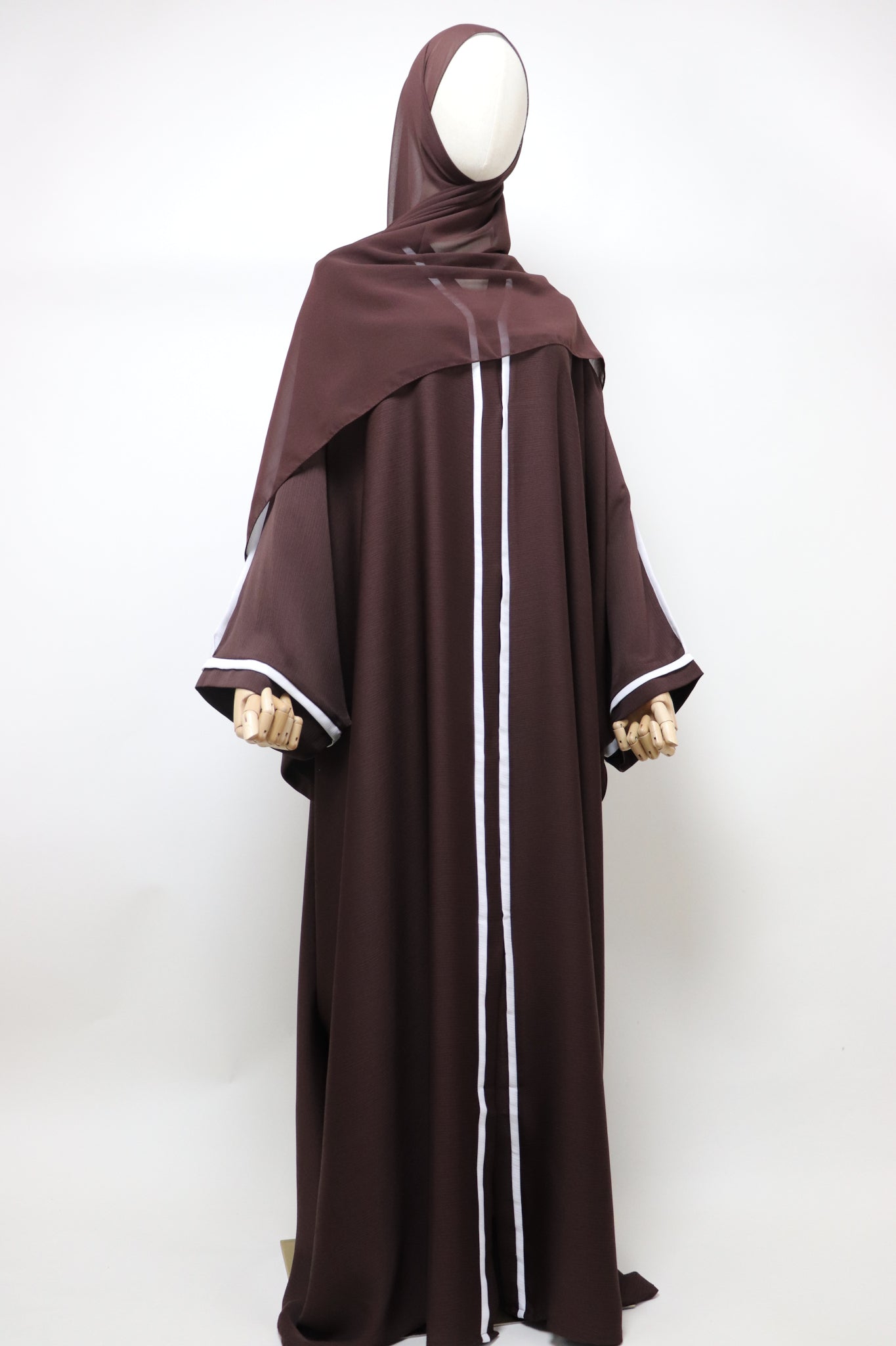Open Crinkle Farasha Abaya - Choco