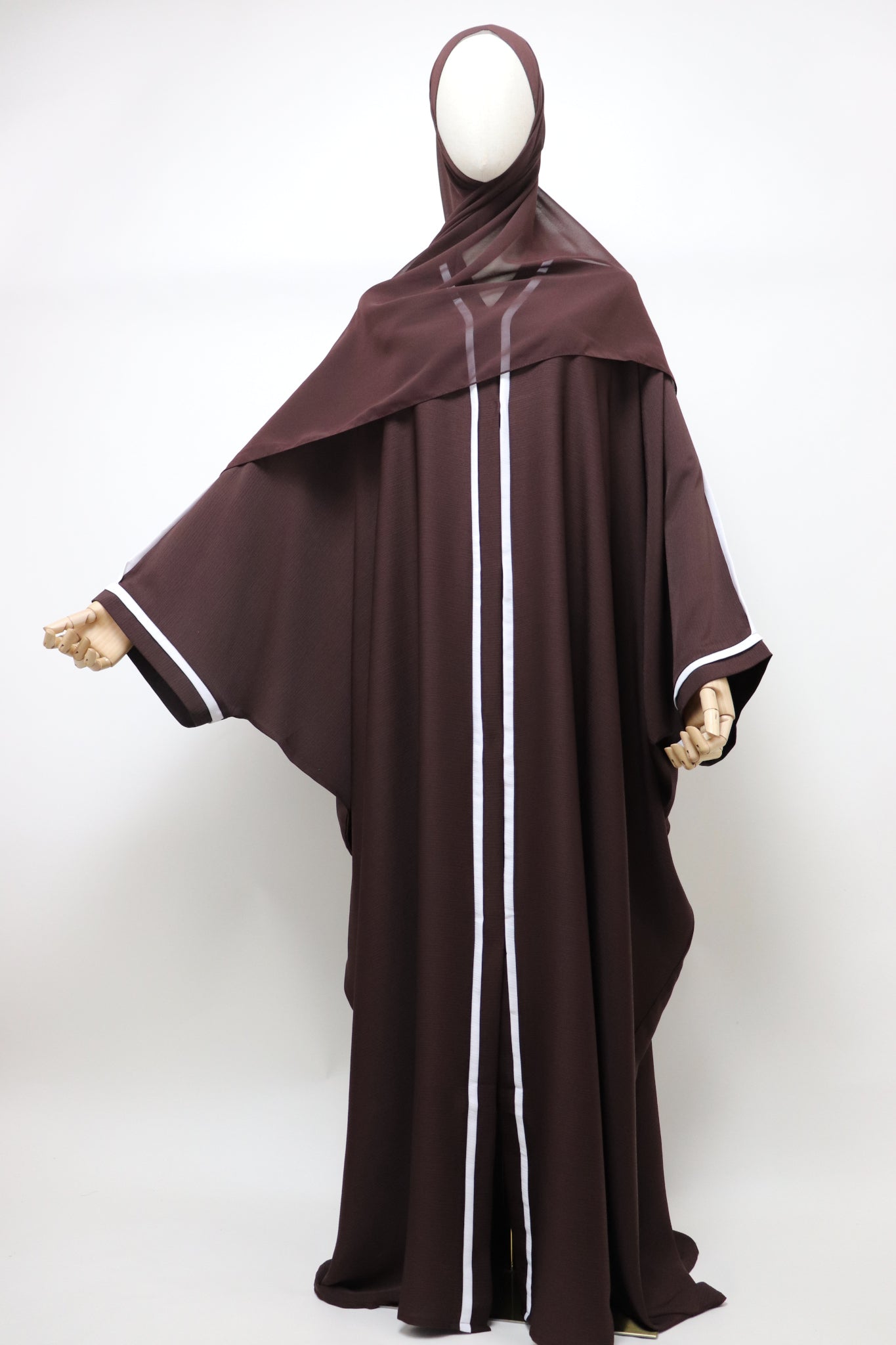 Open Crinkle Farasha Abaya - Choco
