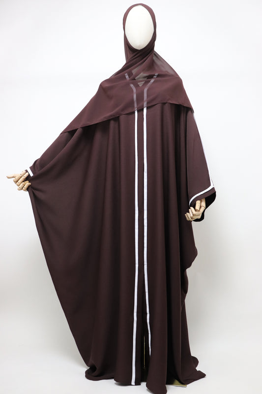 Open Crinkle Farasha Abaya - Choco