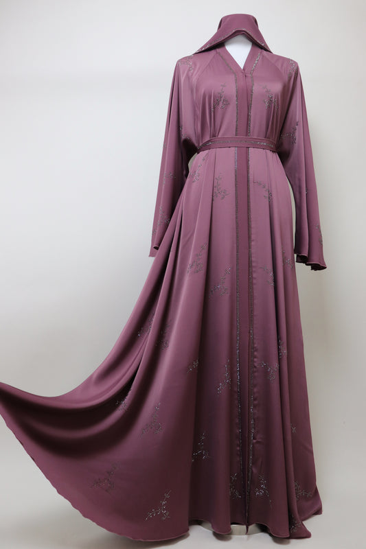 Open Flare Umbrella Abaya - Dusty Pink