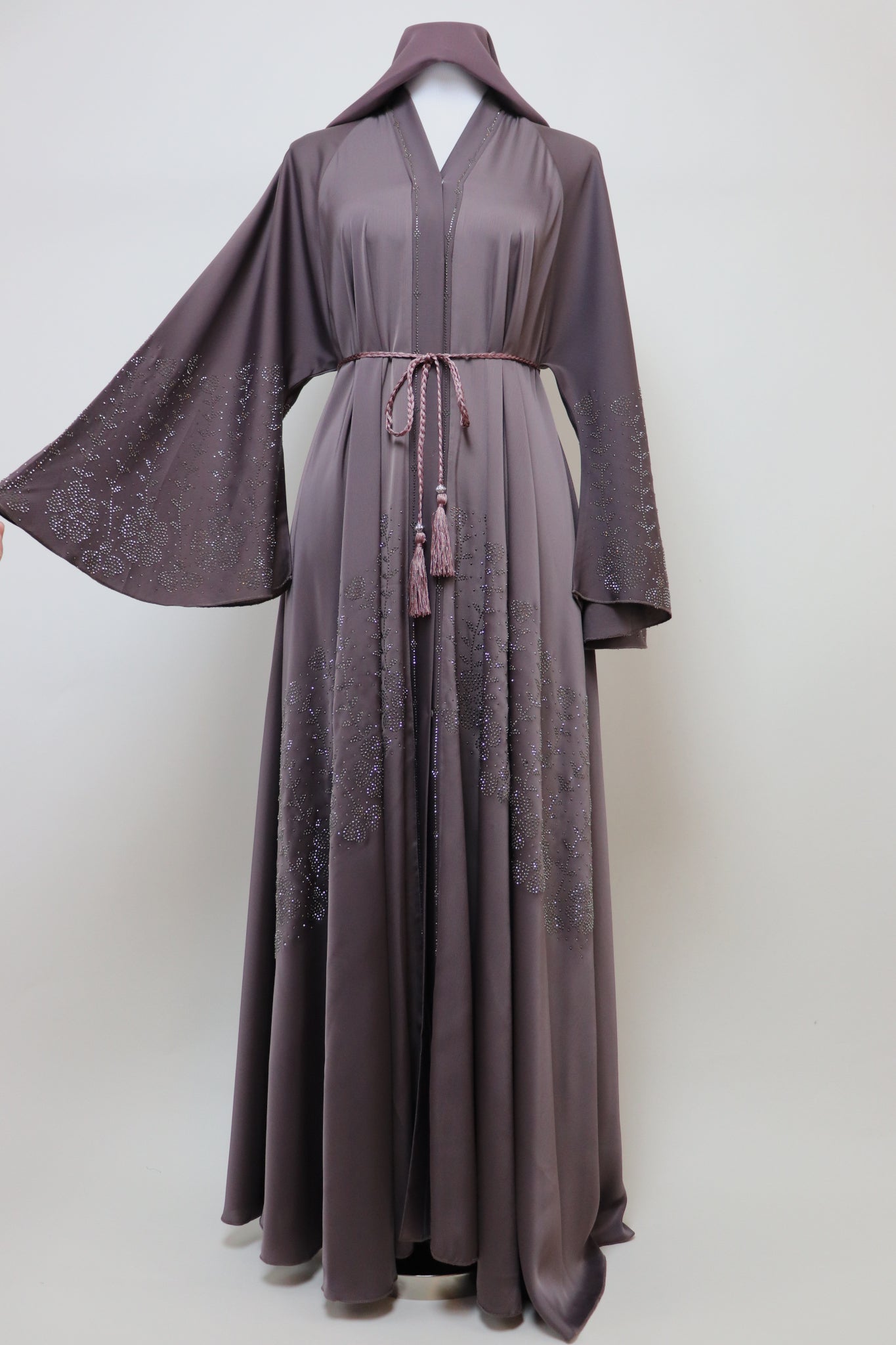 Open Flare Umbrella Abaya - Toffee
