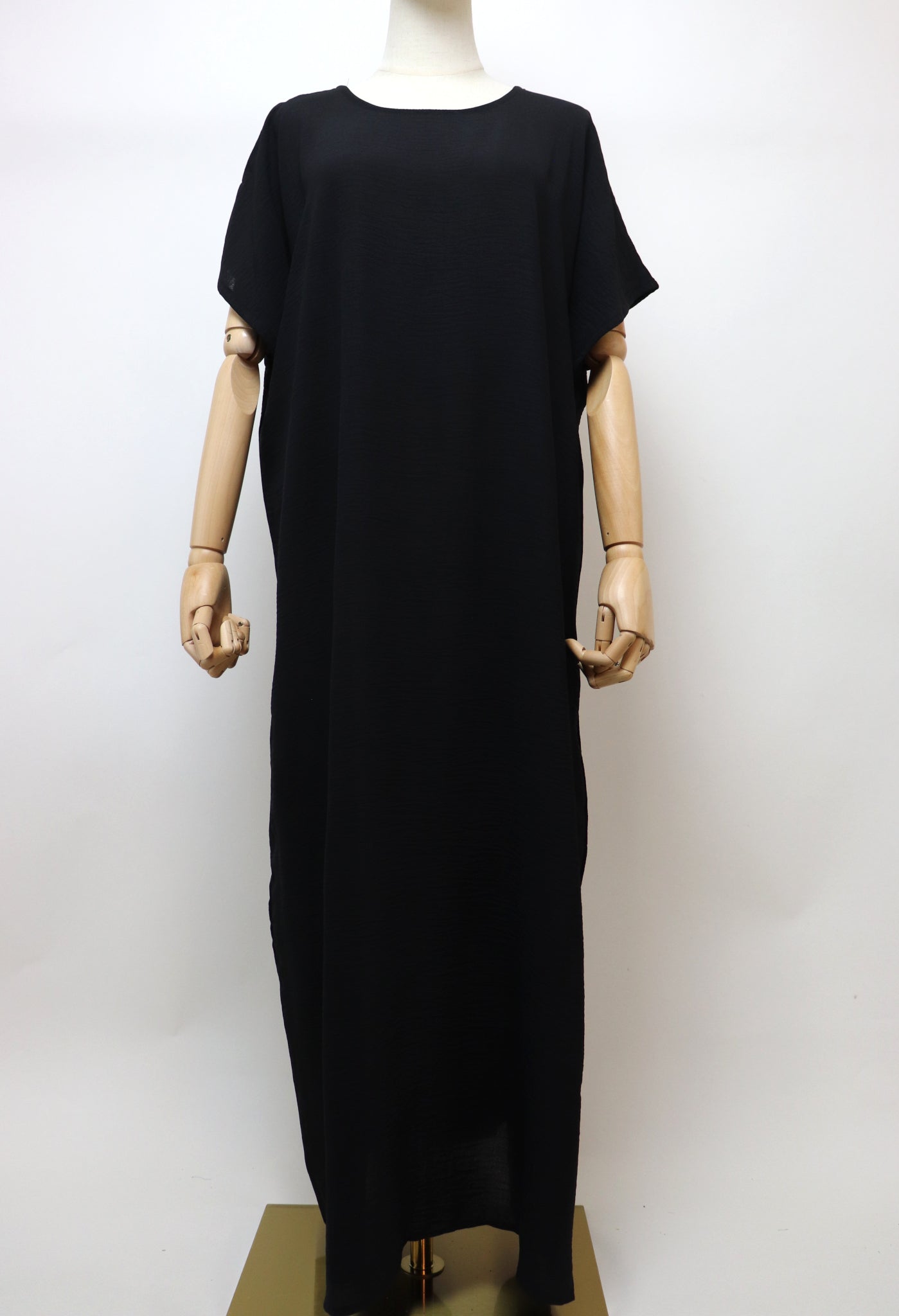 3 Piece Set Printed Satin Abaya - Black / Green
