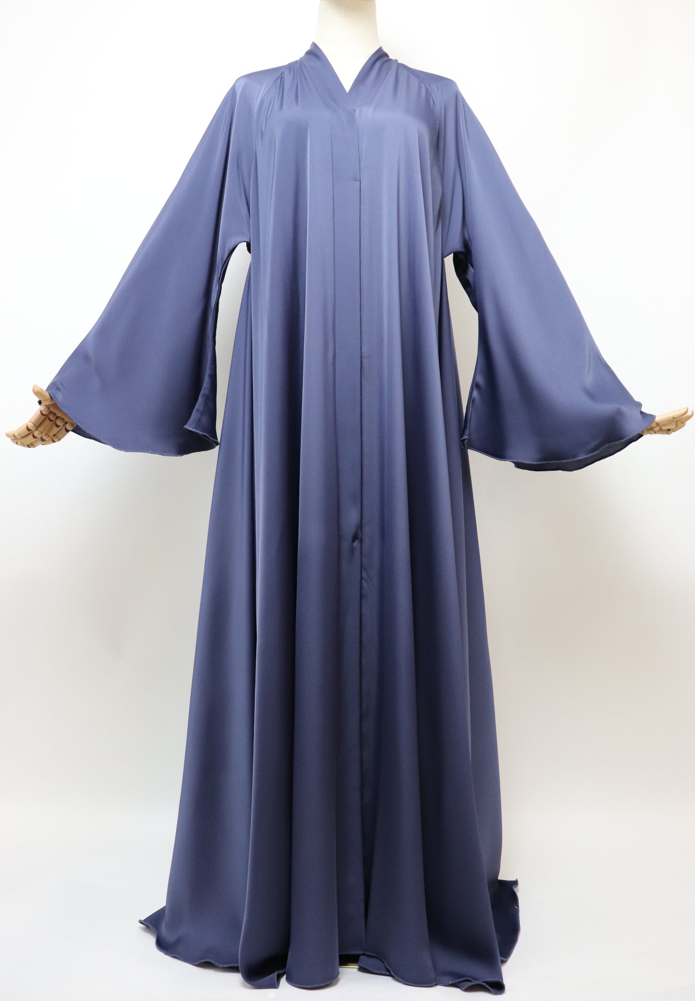 Open Plain Flare Umbrella Abaya - Dusty Blue