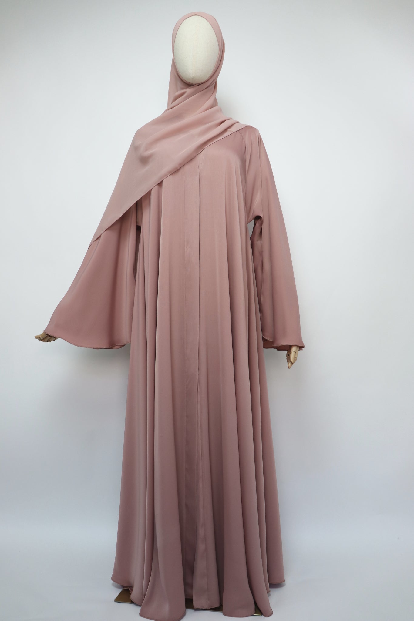 Open Plain Flare Umbrella Abaya - Apricot