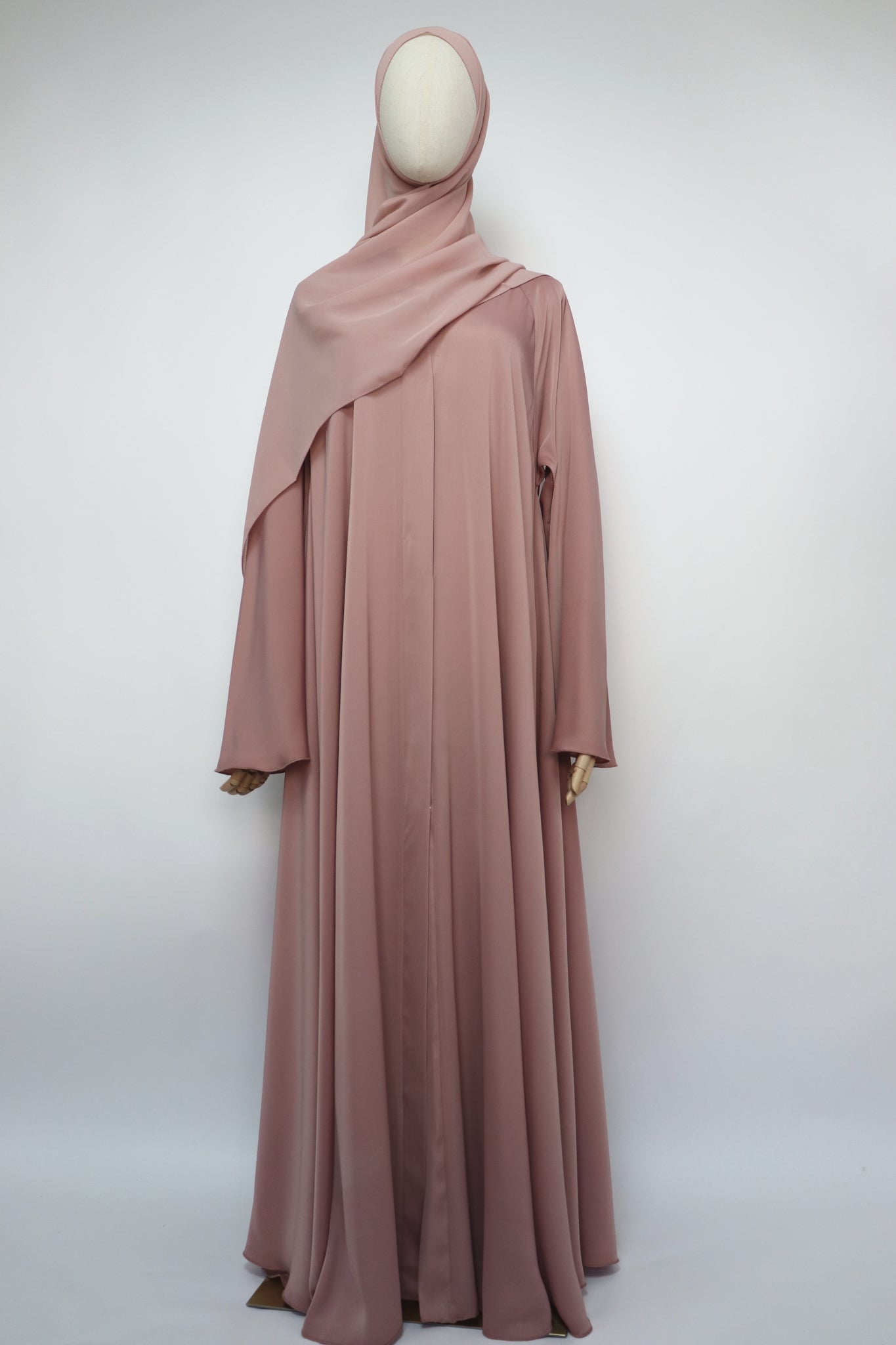 Open Plain Flare Umbrella Abaya - Apricot