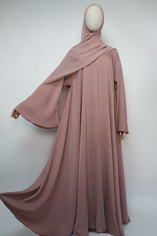 Open Plain Flare Umbrella Abaya - Apricot