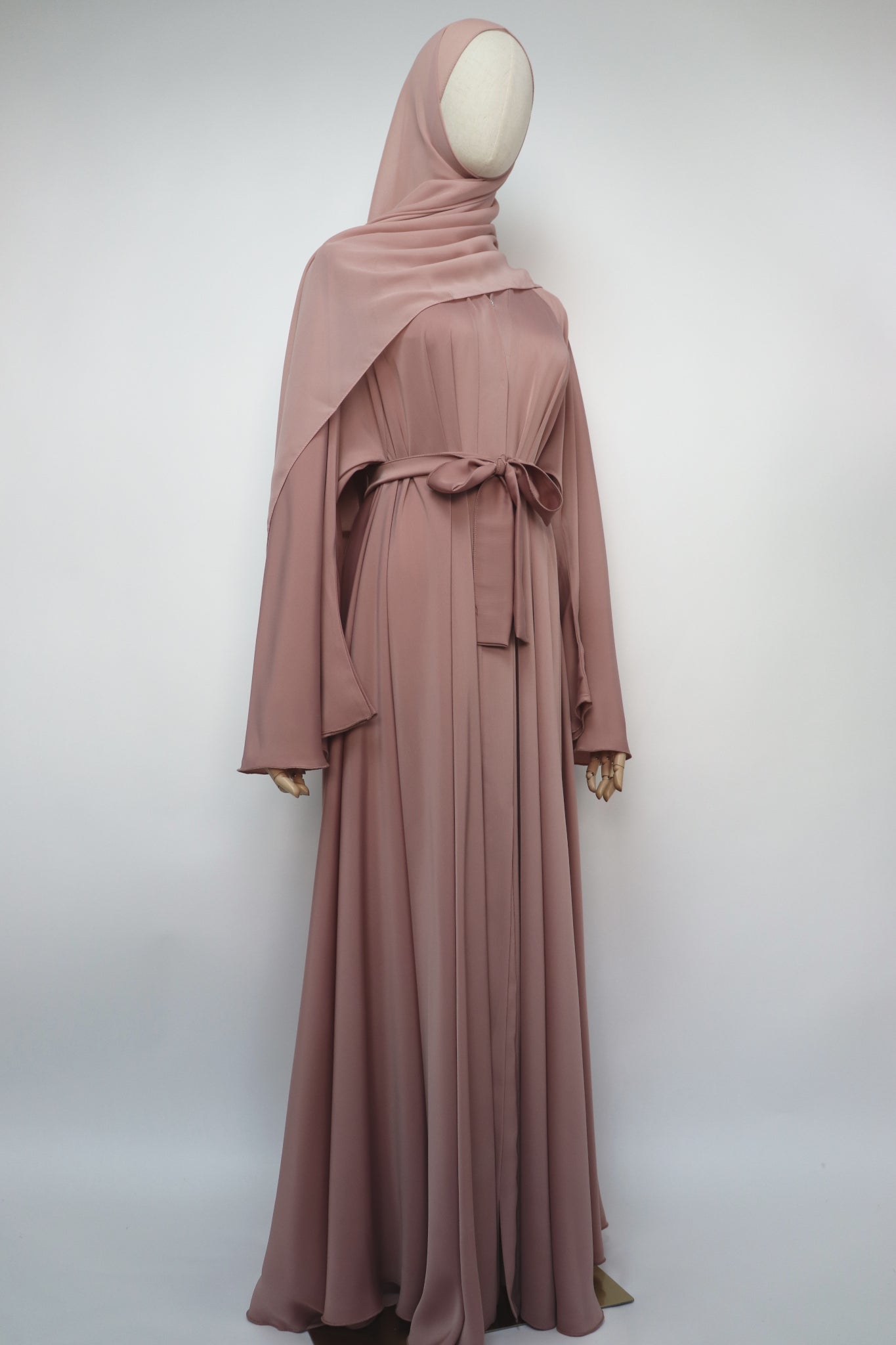 Open Plain Flare Umbrella Abaya - Apricot