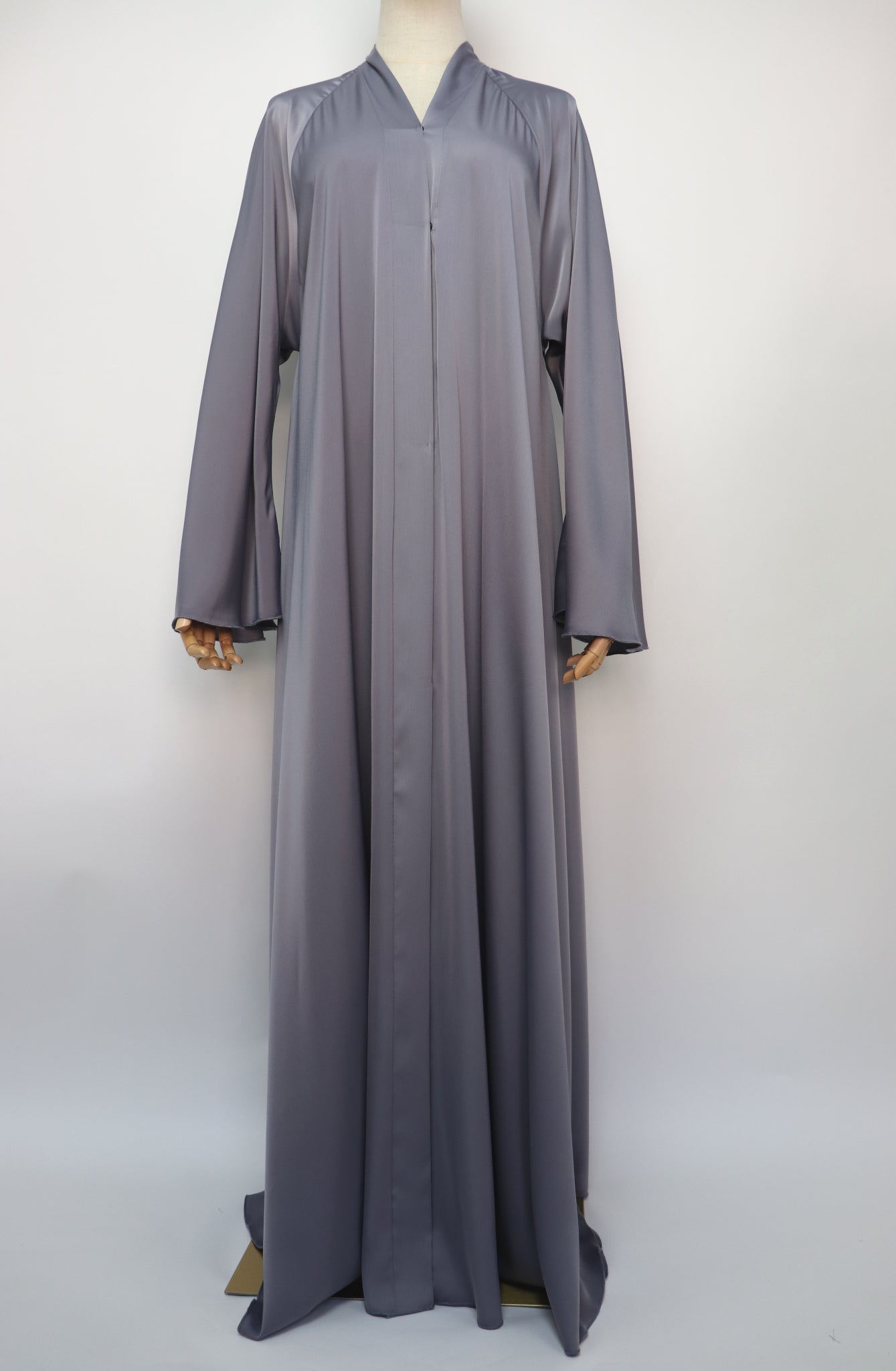 Open Plain Flare Umbrella Abaya - Silver Gray