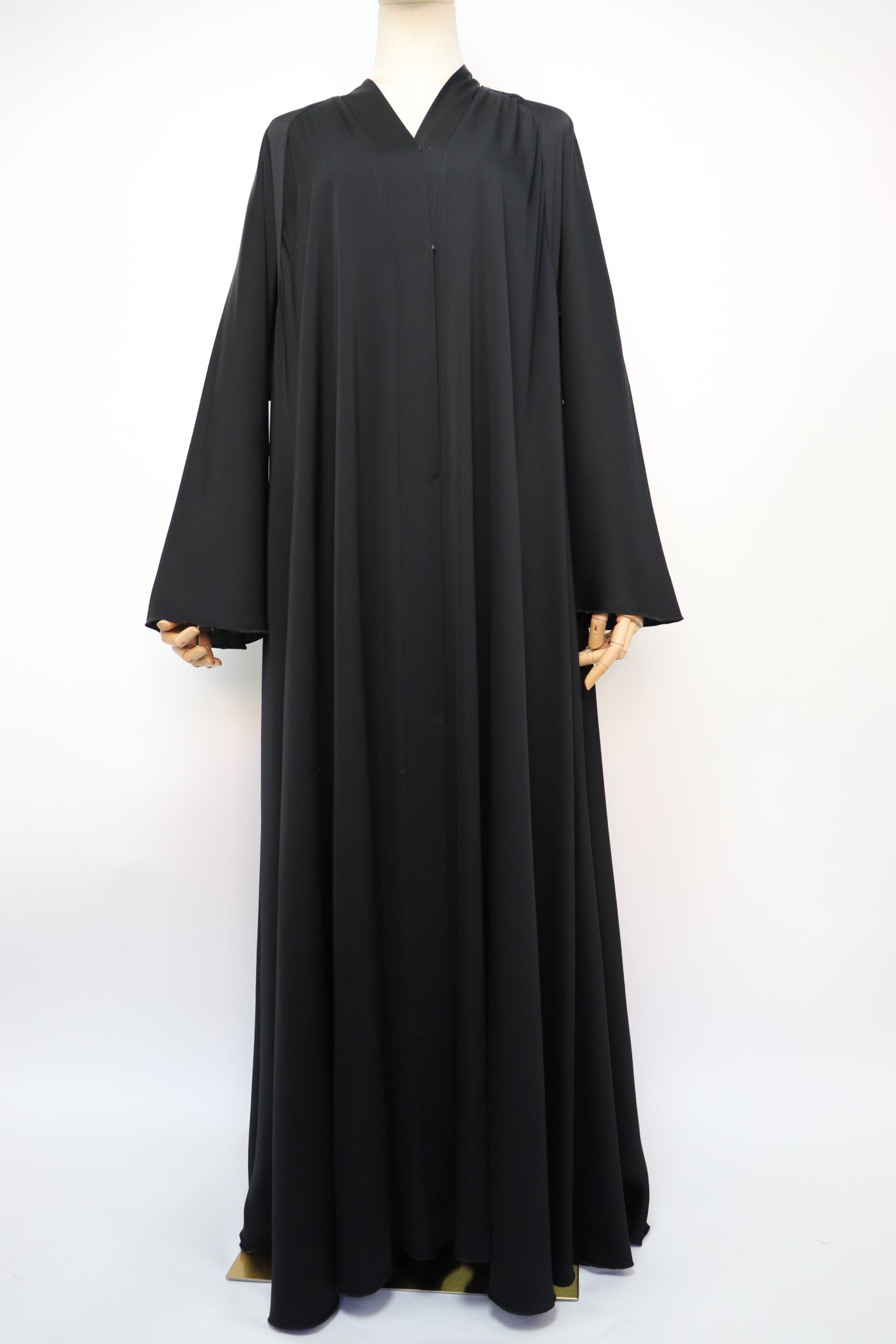 Open Plain Flare Umbrella Abaya - Black