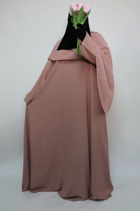 Classic Everyday Semi Flare Abaya - Nude