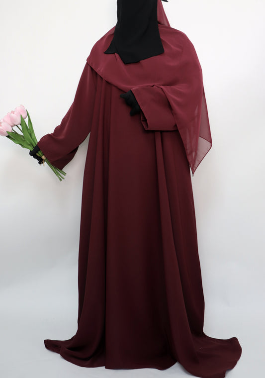 Classic Everyday Semi Flare Abaya - Ruby