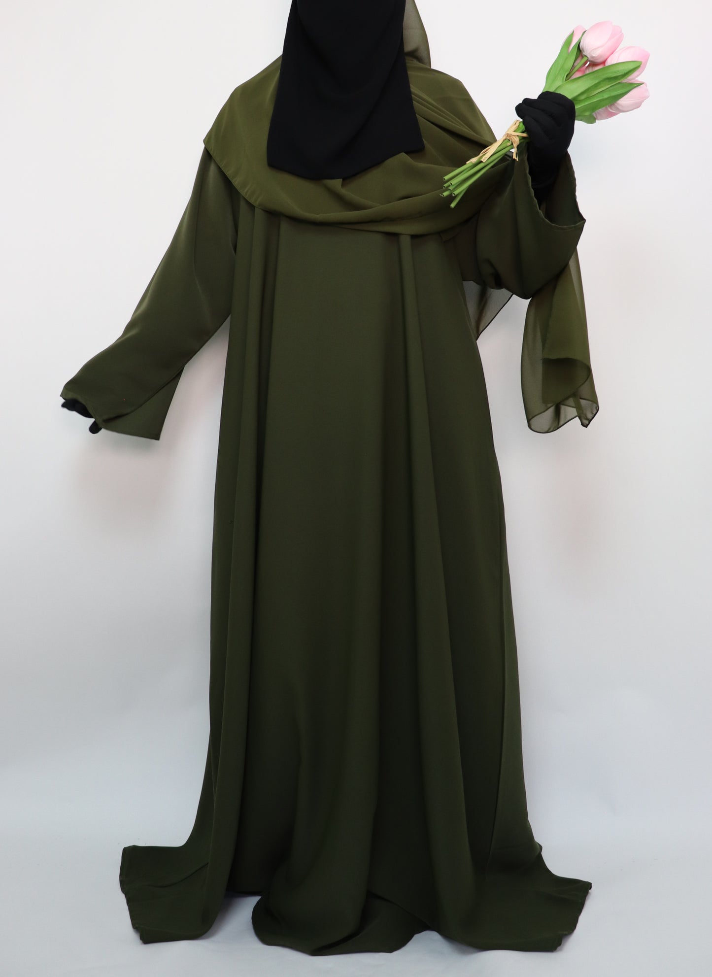 Classic Everyday Semi Flare Abaya - Olive
