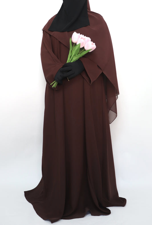 Classic Everyday Semi Flare Abaya - Choco