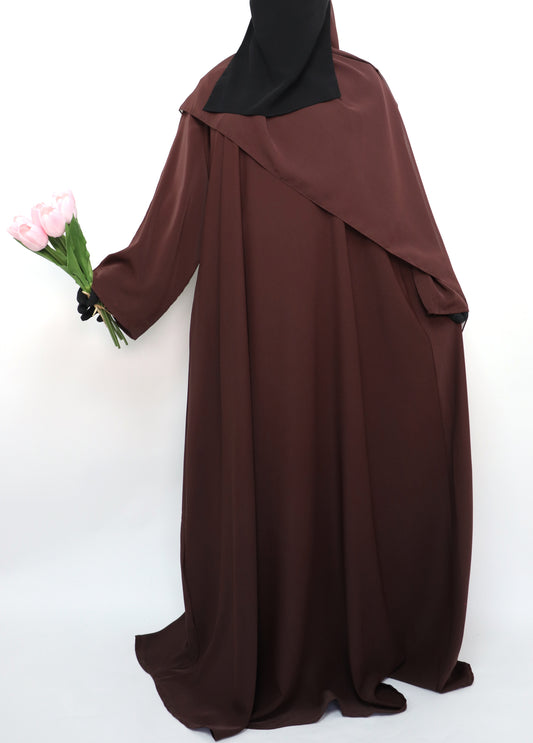 Classic Everyday Semi Flare Abaya - Choco