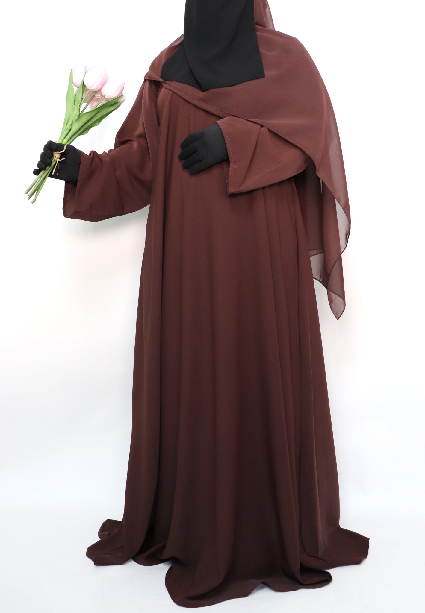 Classic Everyday Semi Flare Abaya - Choco