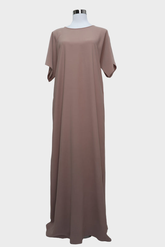 Short Sleeves Inner Slip Dress Under Abaya - Nude Pink