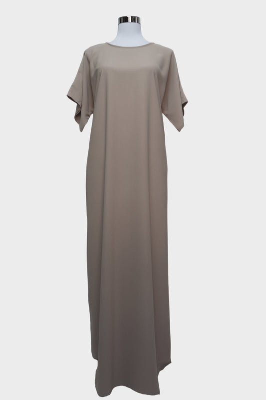 Short Sleeves Inner Slip Dress Under Abaya - Nude Beige