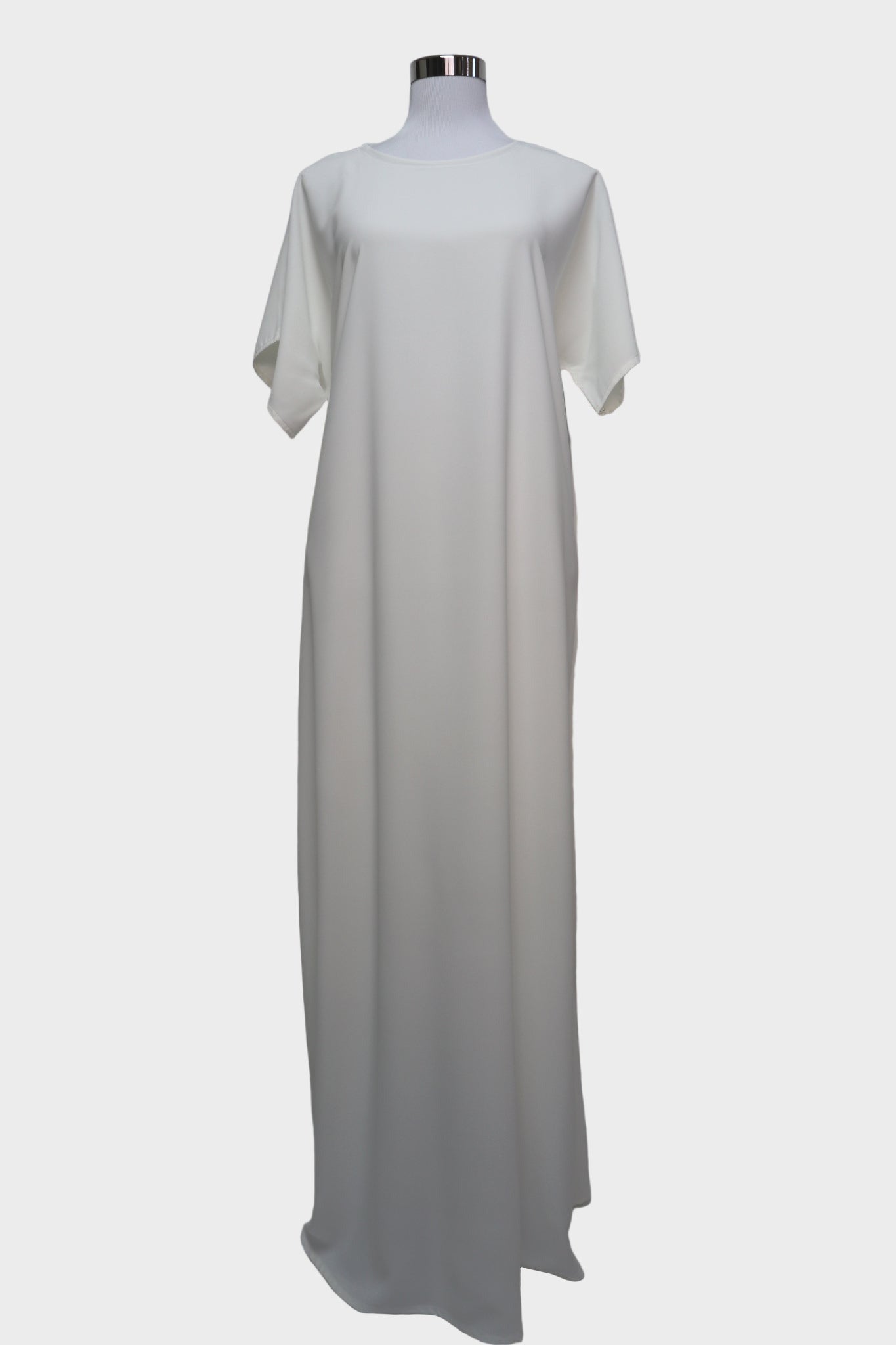 Short Sleeves Inner Slip Dress Under Abaya - Creamy White