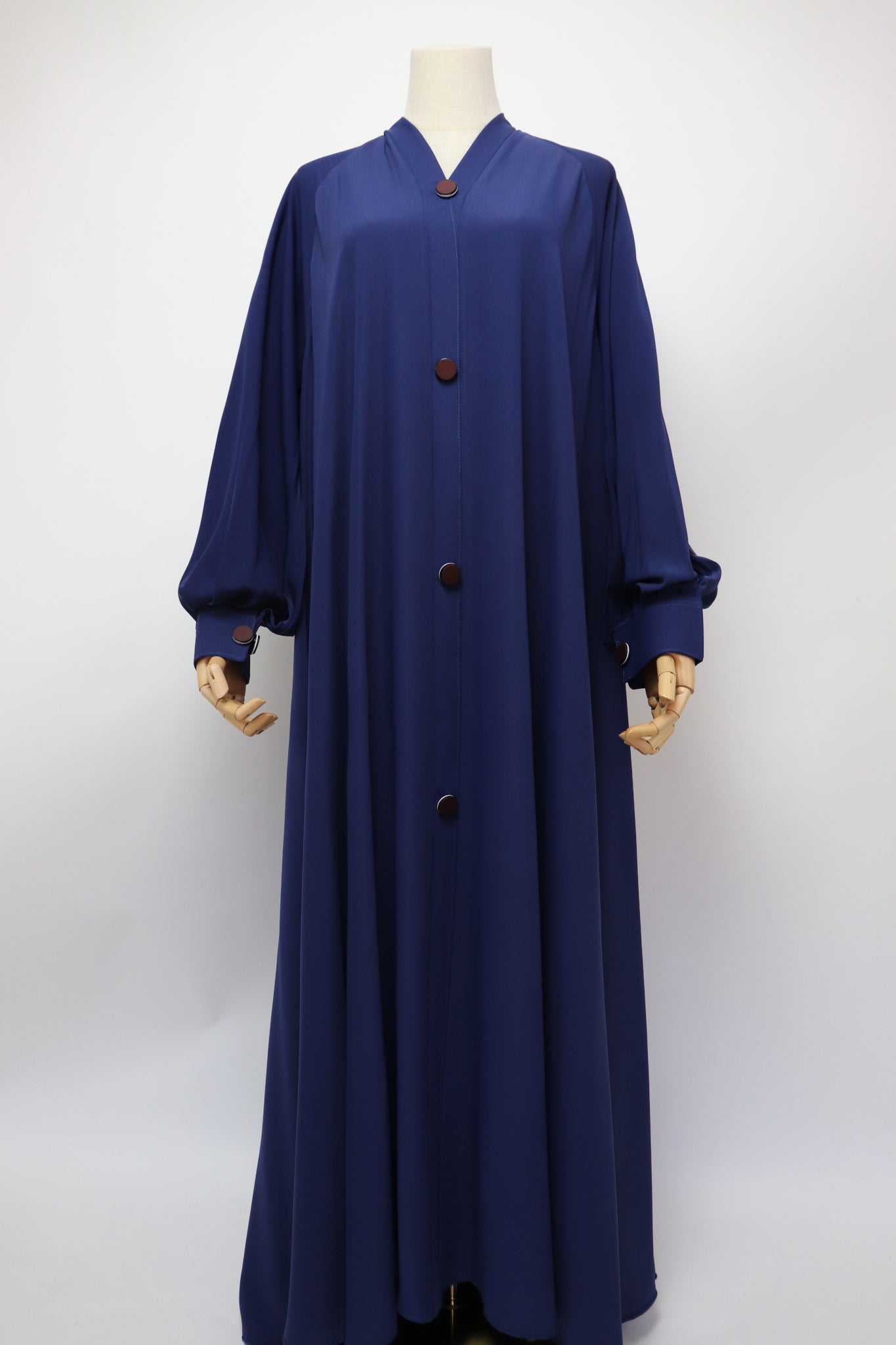 Closed Cuffed Flare Umbrella Abaya - Navy