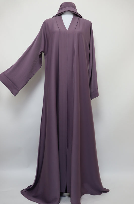 Closed Semi Flare Crinkle Abaya - Dusty Lilac