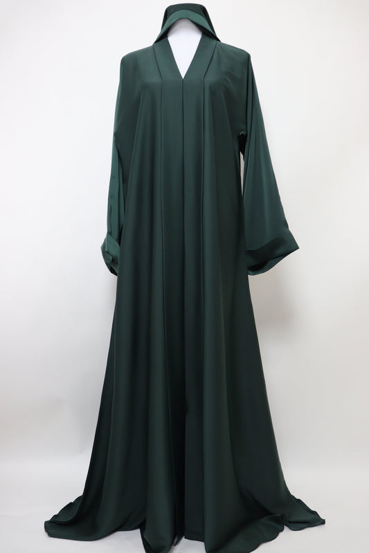 Closed Semi Flare Crinkle Abaya - Emerald