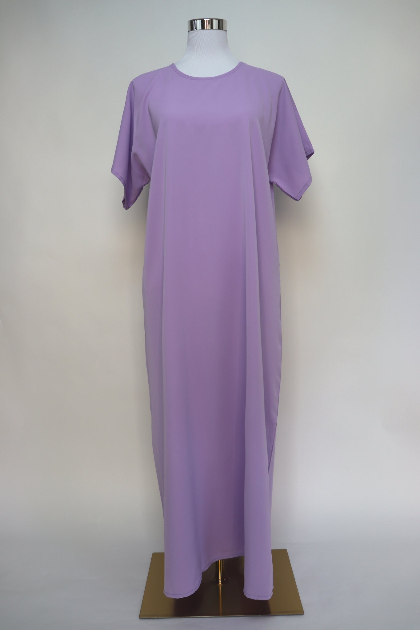 3 Piece Set Floral Embroidery Lace Trim Abaya - Lavender