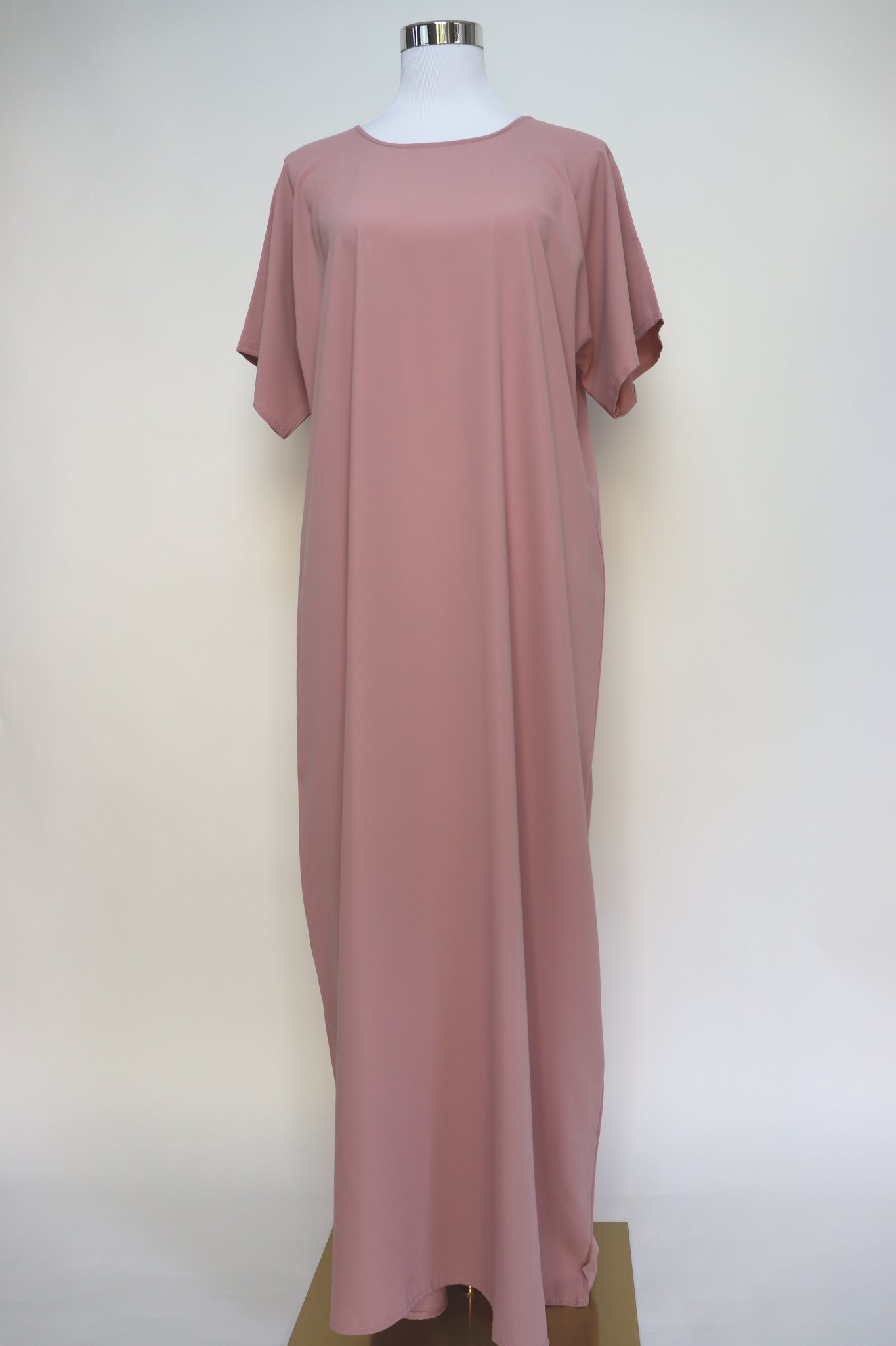 3 Piece Set Floral Embroidery Lace Trim Abaya - Blush Pink