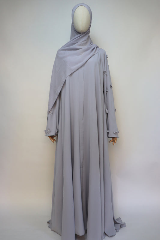 Open Flare Umbrella Daisy Abaya - Pale Gray