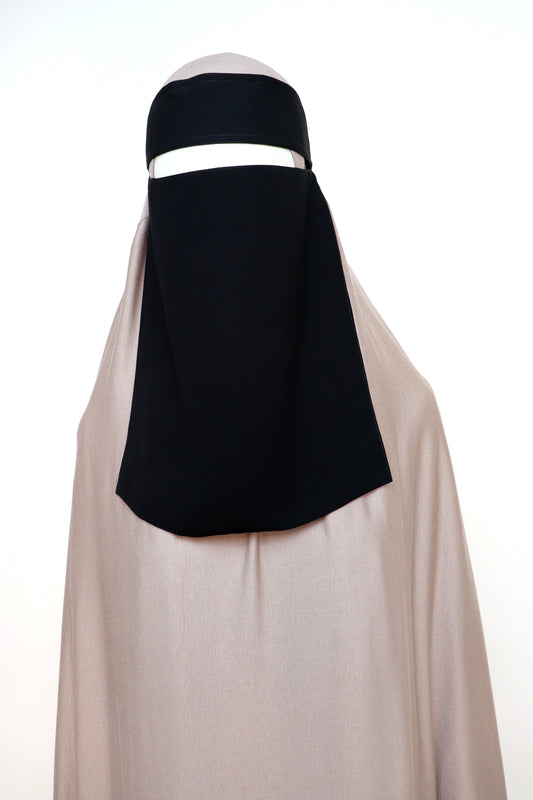Bedoon Essm Pull-down One Layer Niqab - Black