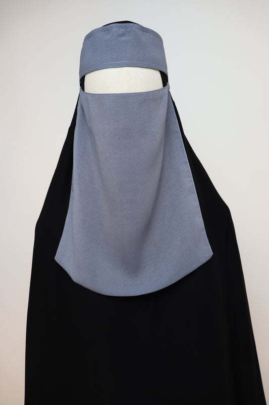 Bedoon Essm Pull-down One Layer Niqab - Gray