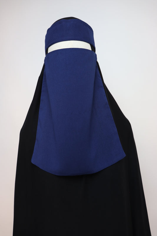 Bedoon Essm Pull-down One Layer Niqab - Navy