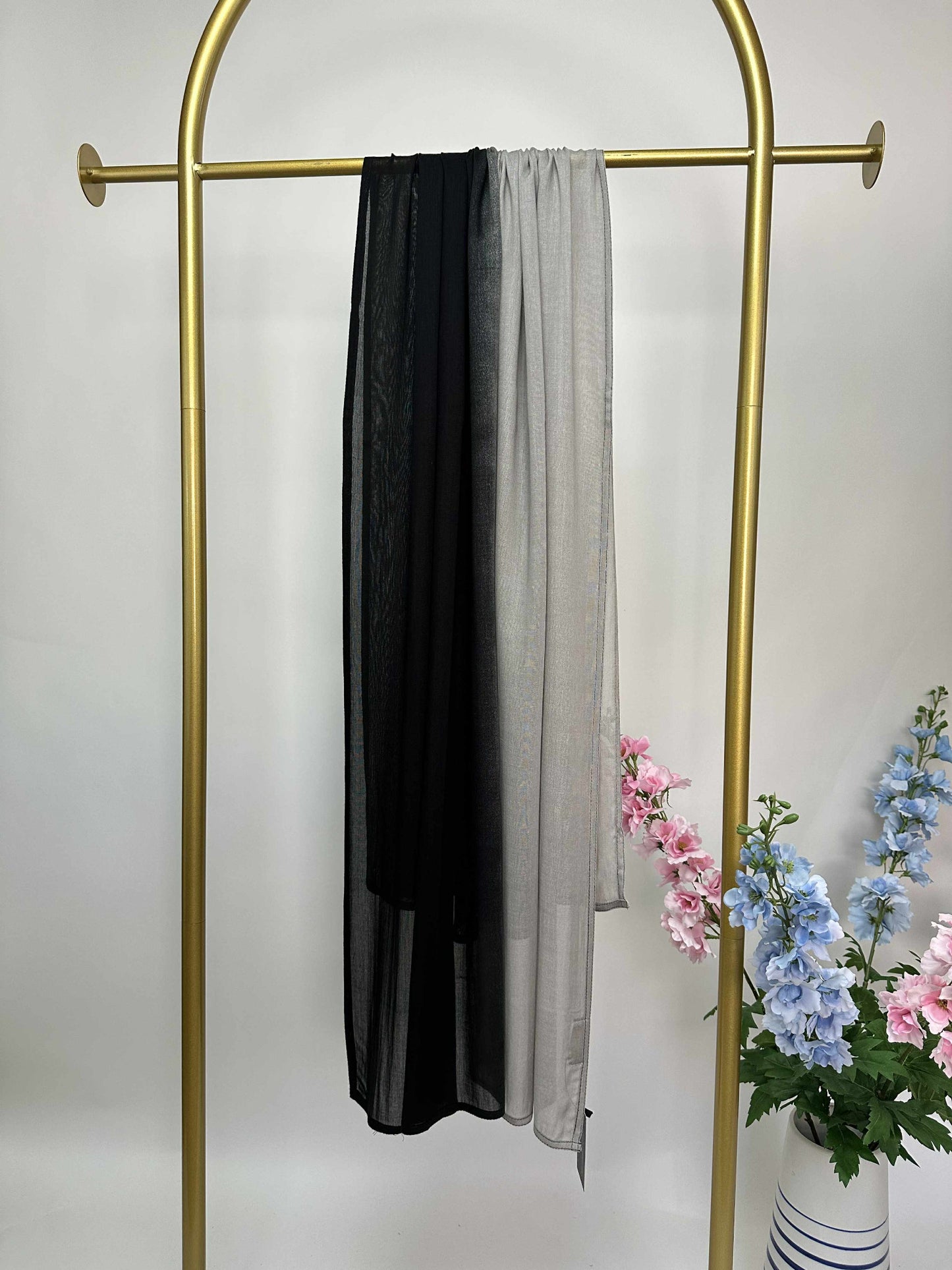 Ombre Maxi Modal Hijab - Light Gray / Black