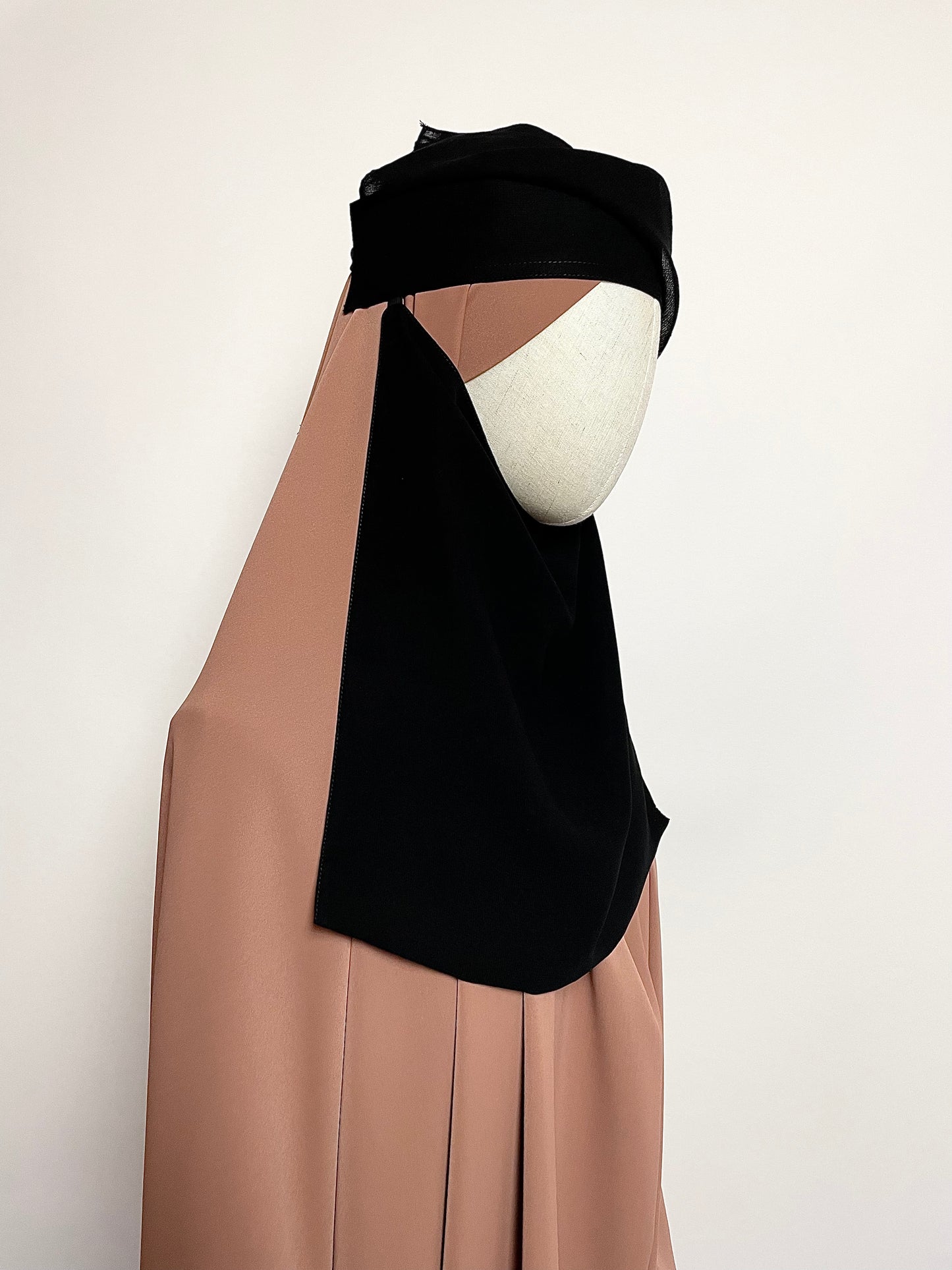 Flap Pull-down One Layer Niqab - Black