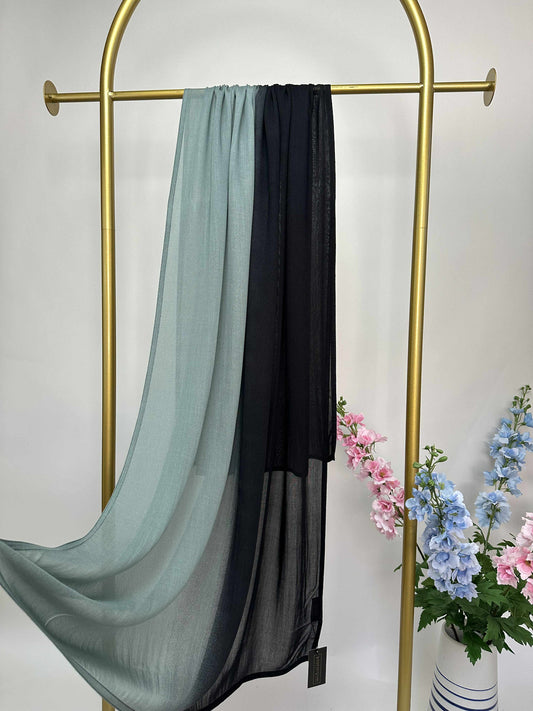 Ombre Maxi Modal Hijab - Sage Gray / Black