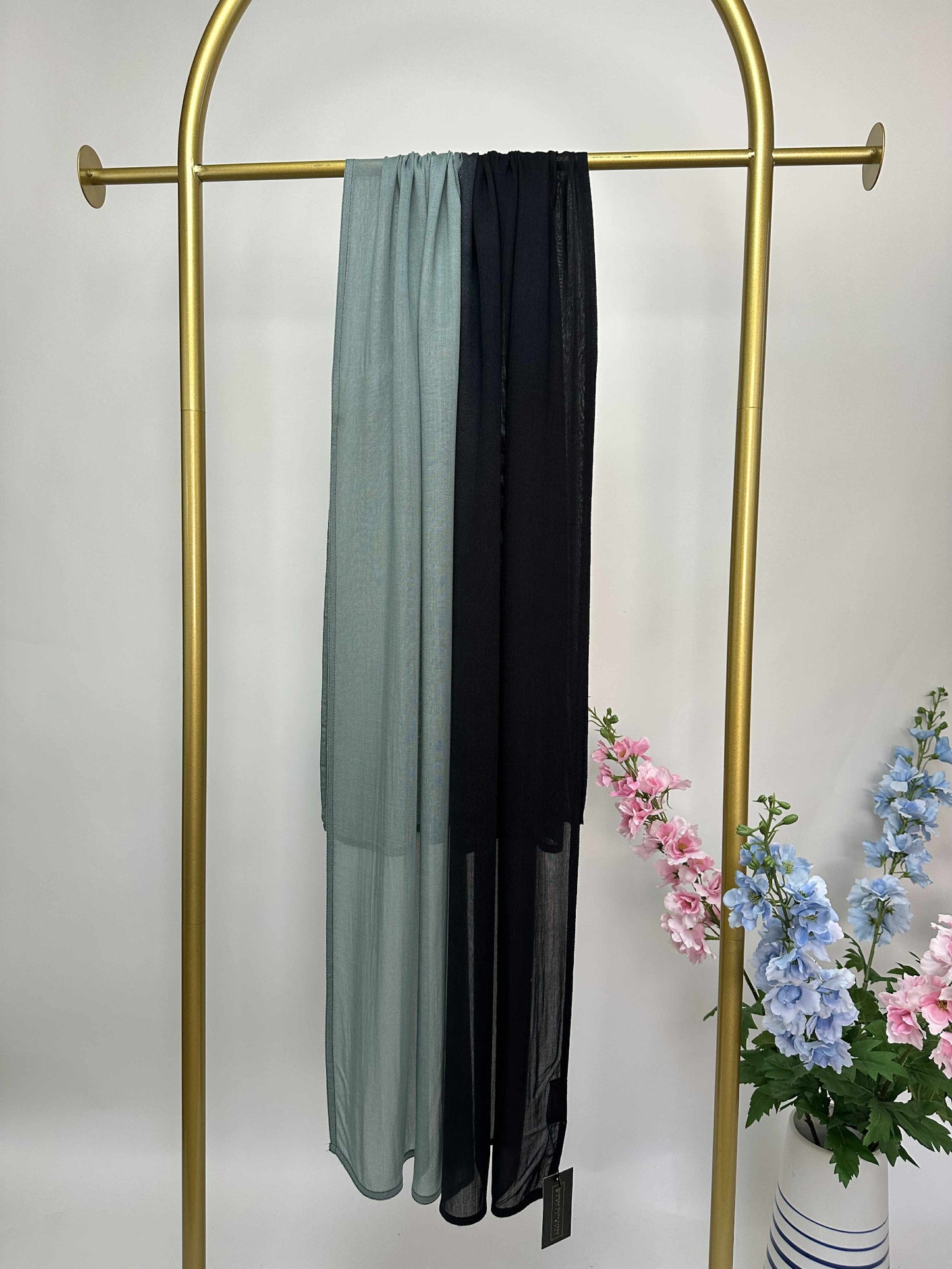 Ombre Maxi Modal Hijab - Sage Gray / Black