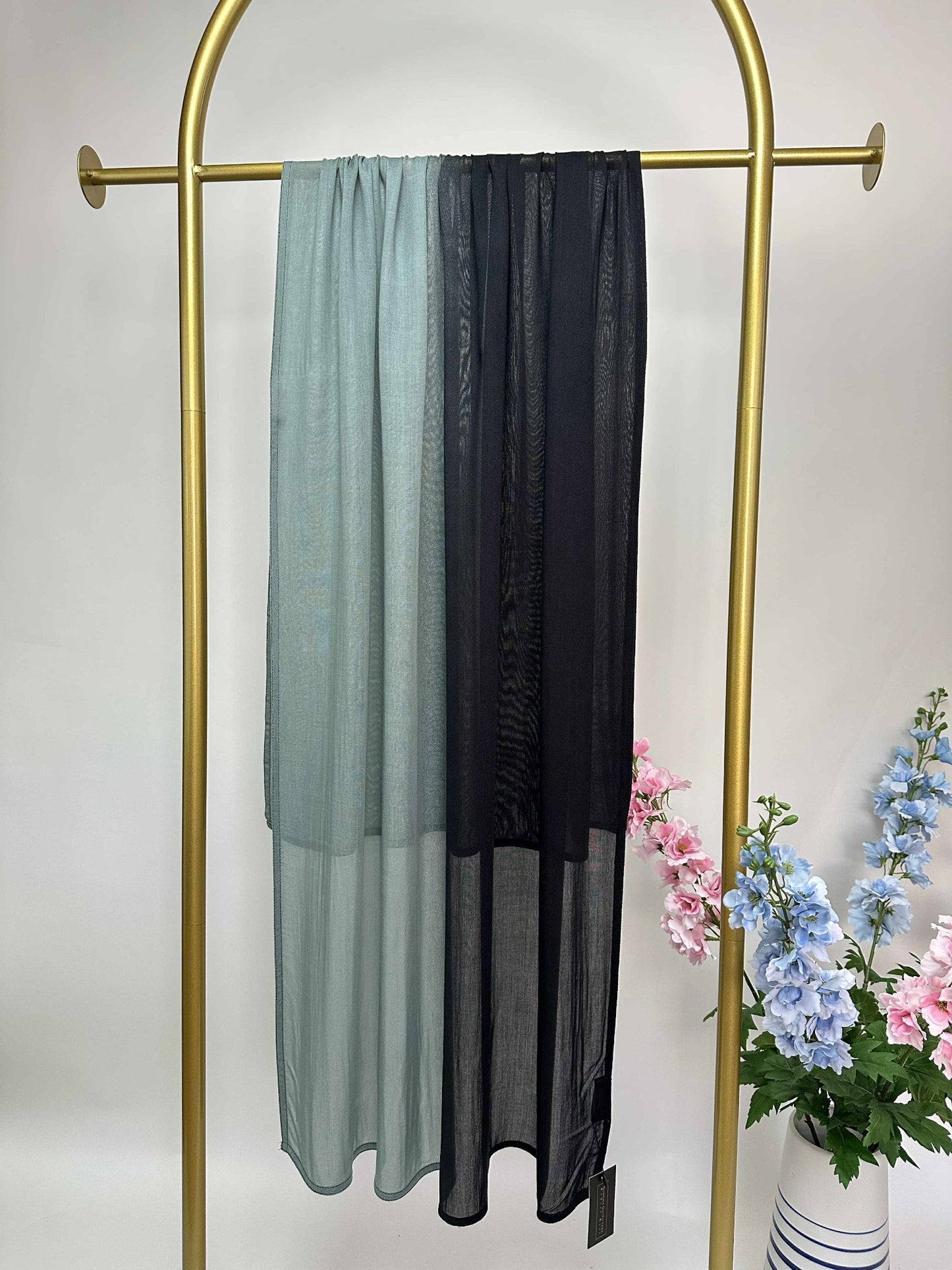Ombre Maxi Modal Hijab - Sage Gray / Black