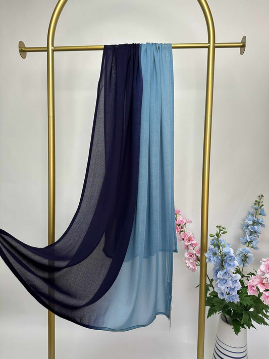 Ombre Maxi Modal Hijab - Turquoise / Midnight Navy