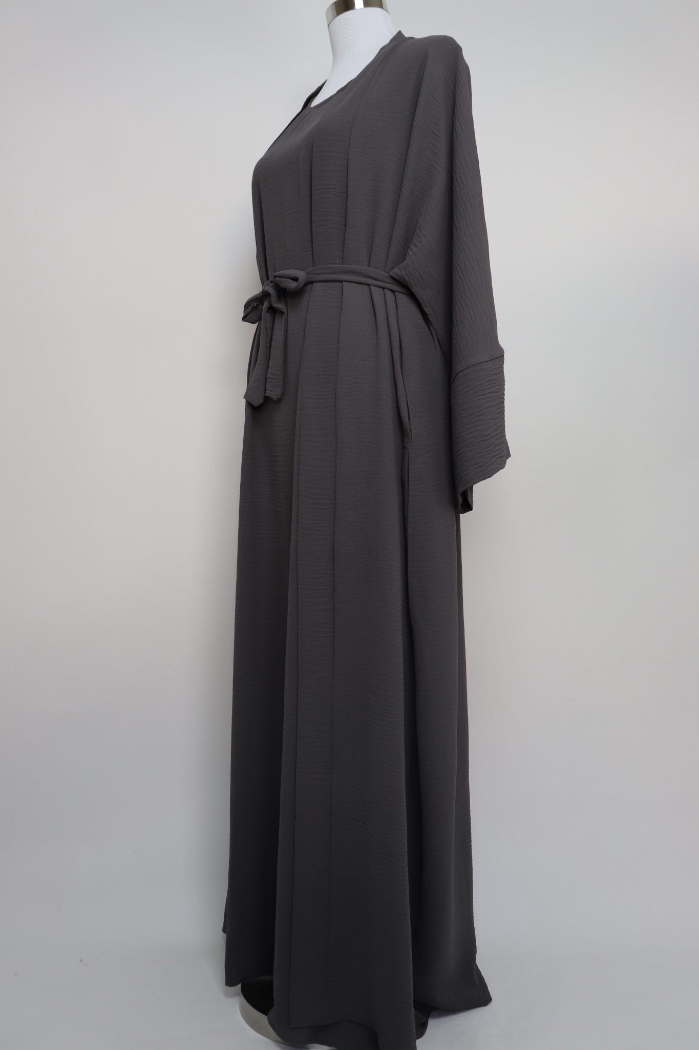 3 Piece Set Open Kimono Abaya - Charcoal