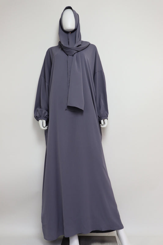 Abaya with Hijab - Bluish Gray
