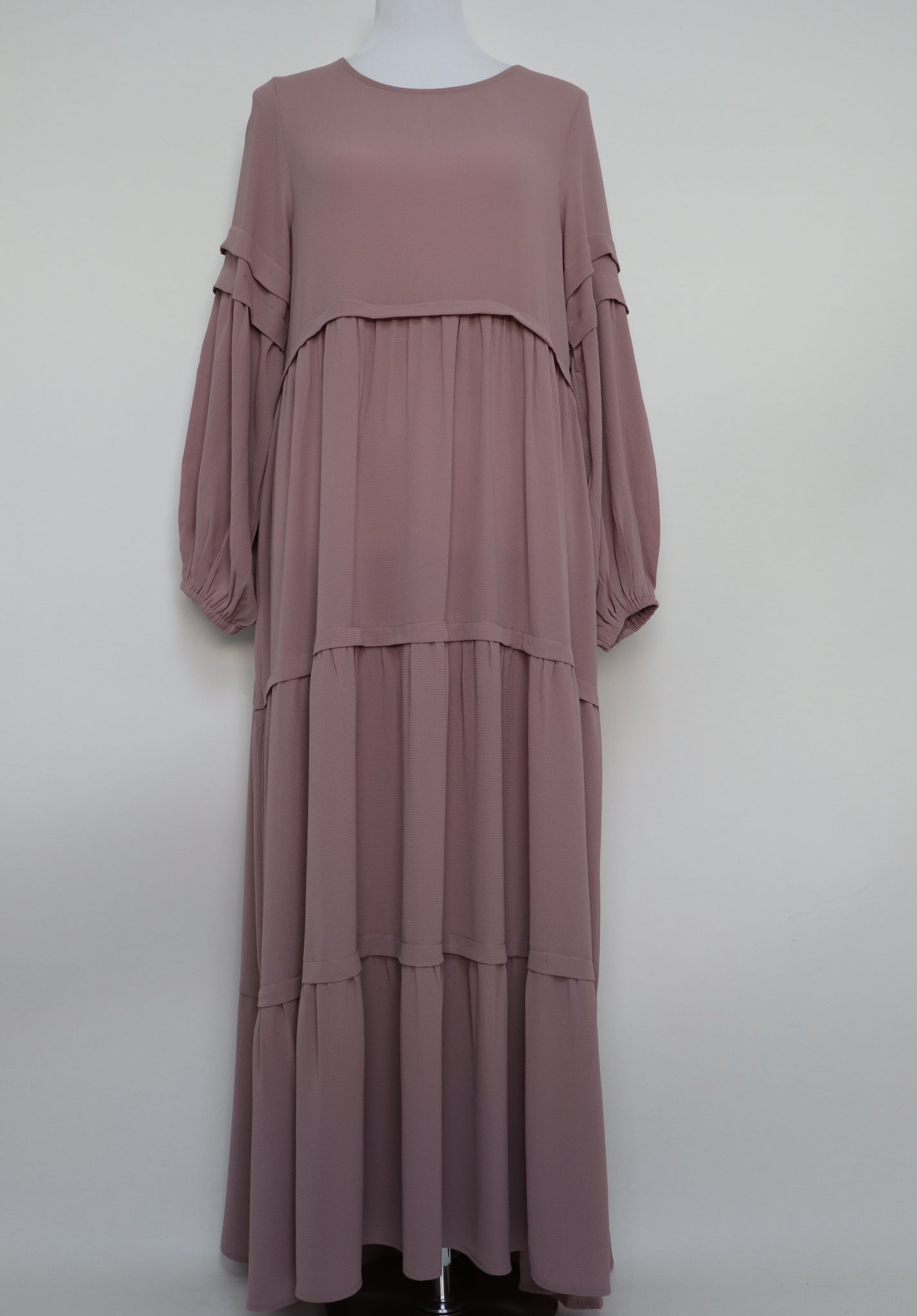 3 Tier Modest Dress - Mauve Pink