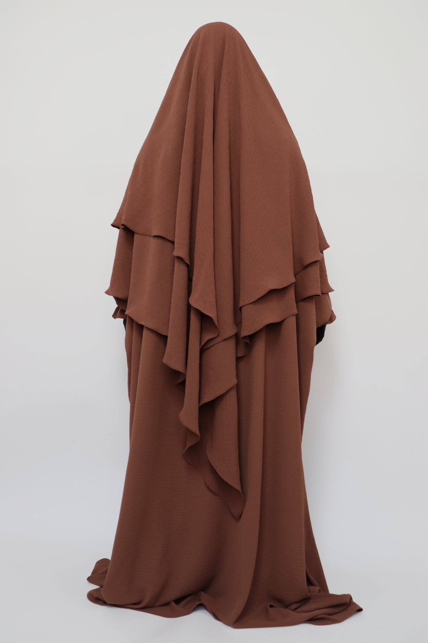 Bisht Abaya and 2 layer Diamond Khimar Set - Copper