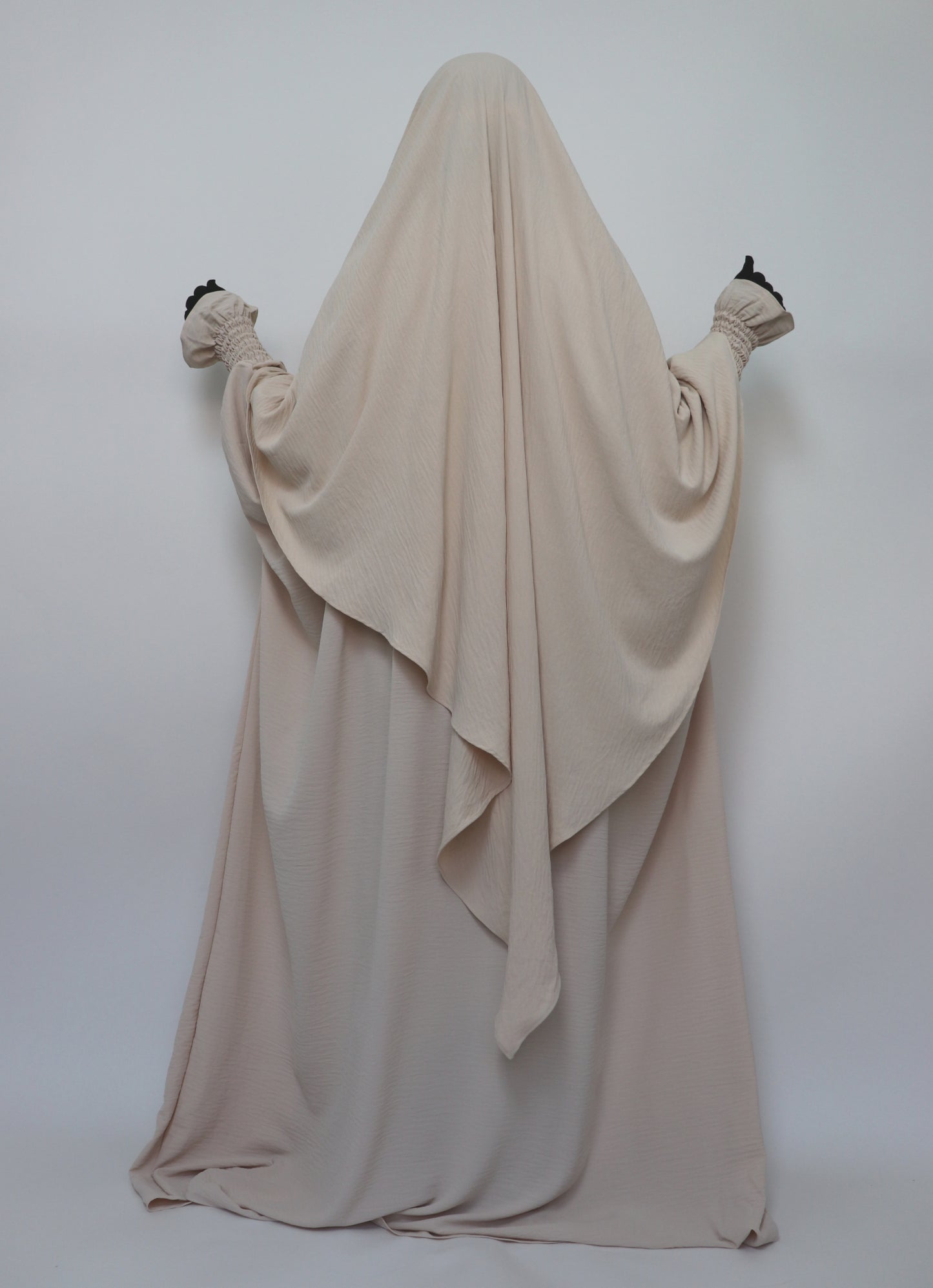 Bisht Abaya and Diamond Khimar Set - Dove