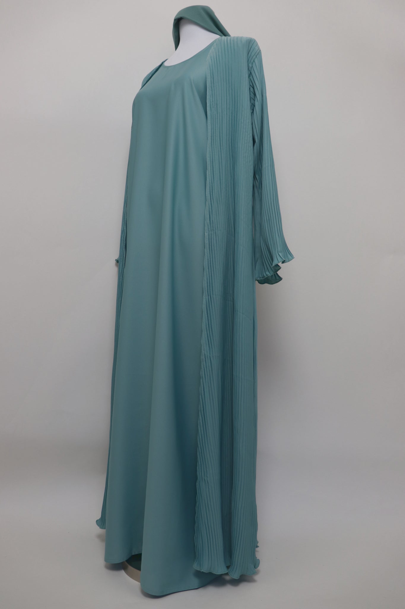 3 Piece Set Open Pleated Abaya - Bermuda