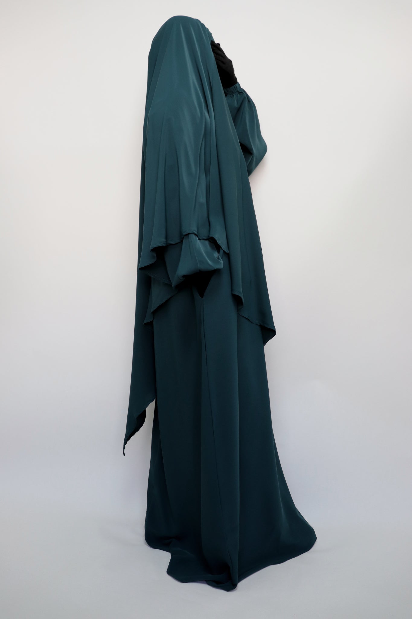 Classic Everyday Abaya and Diamond Khimar Set - Peacock