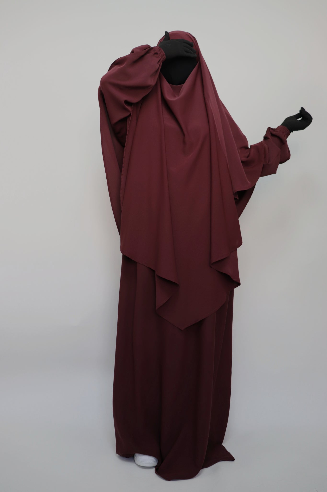 Classic Everyday Abaya and Diamond Khimar Set - Maroon