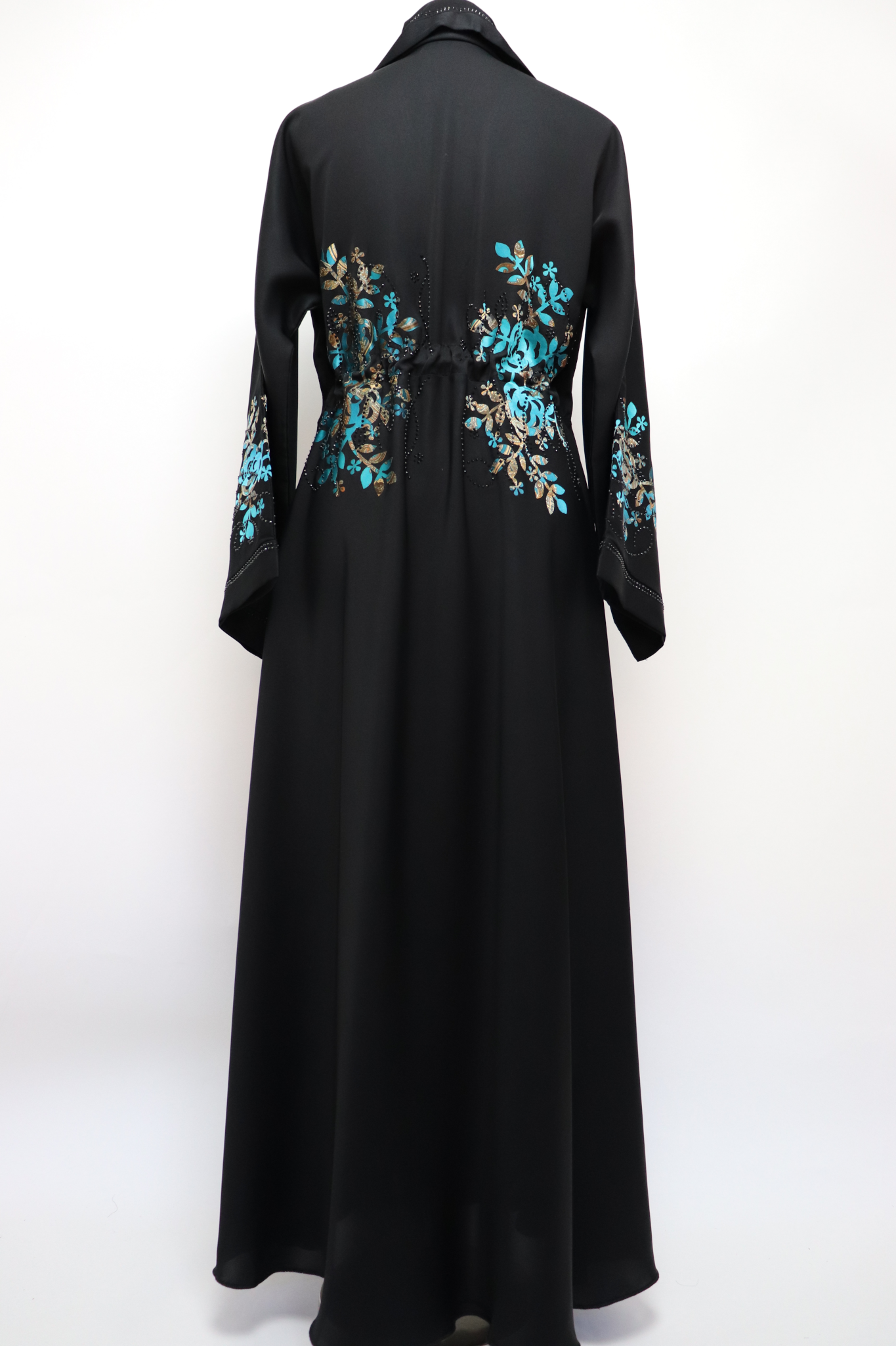 Closed Umbrella Abaya - Black / Turquoise