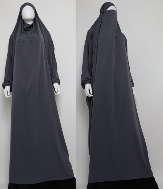 One Piece Full Length Jilbab - Charcoal