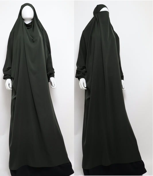One Piece Full Length Jilbab - Deep Olive