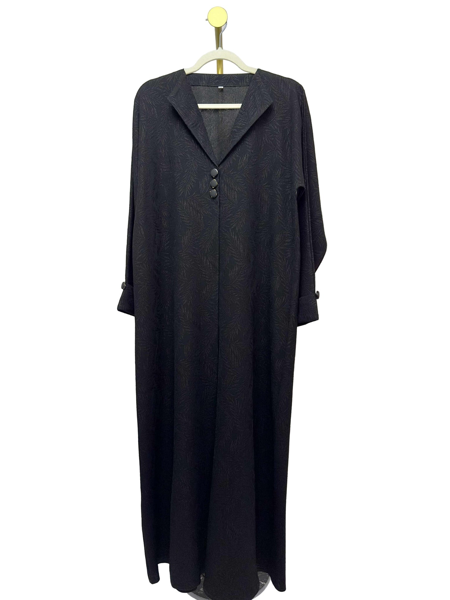 Jacquard Coat Abaya - Black