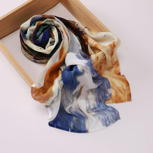 Printed Modal Hijab - Sunset Blue